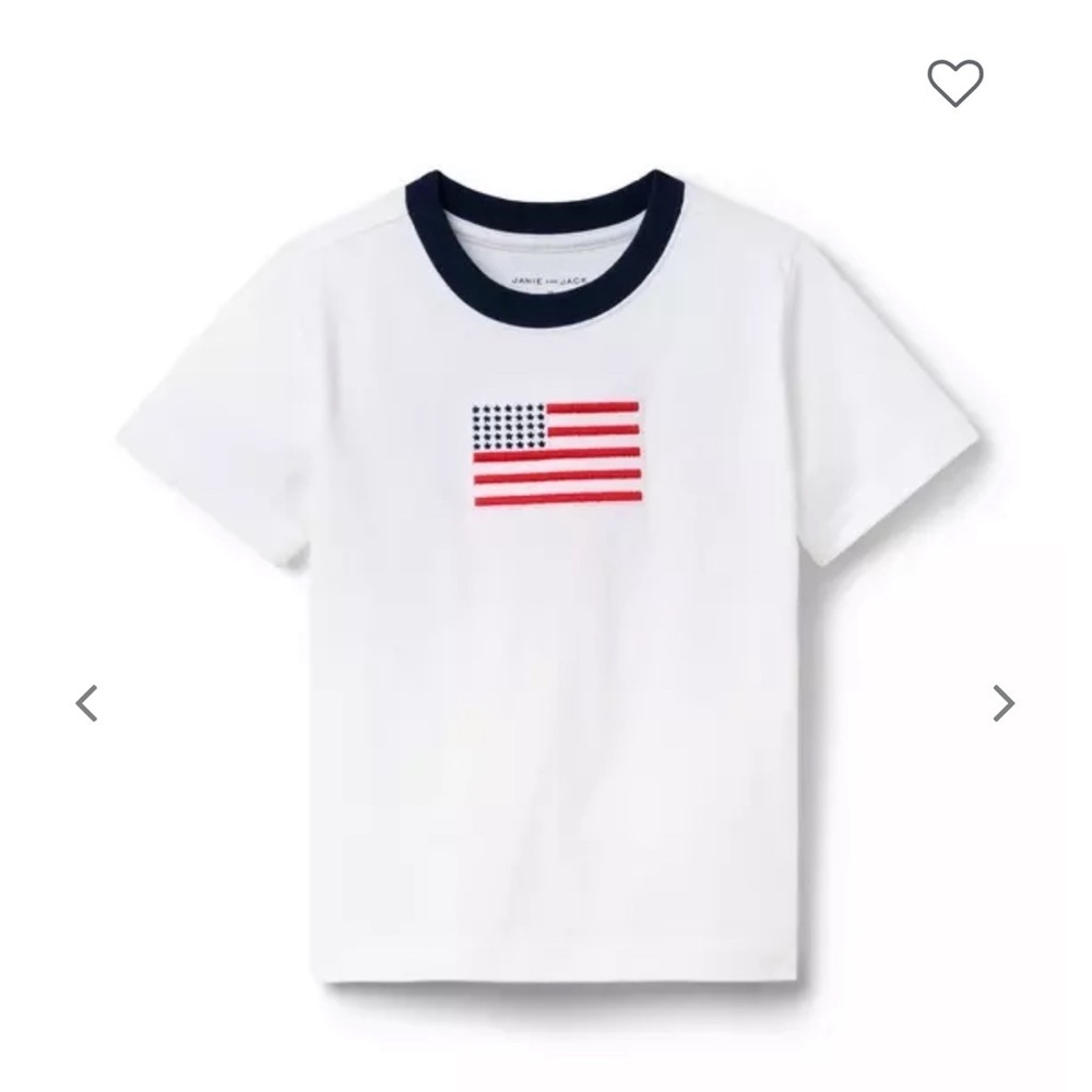 Janie and Jack White Tee with Flag Design